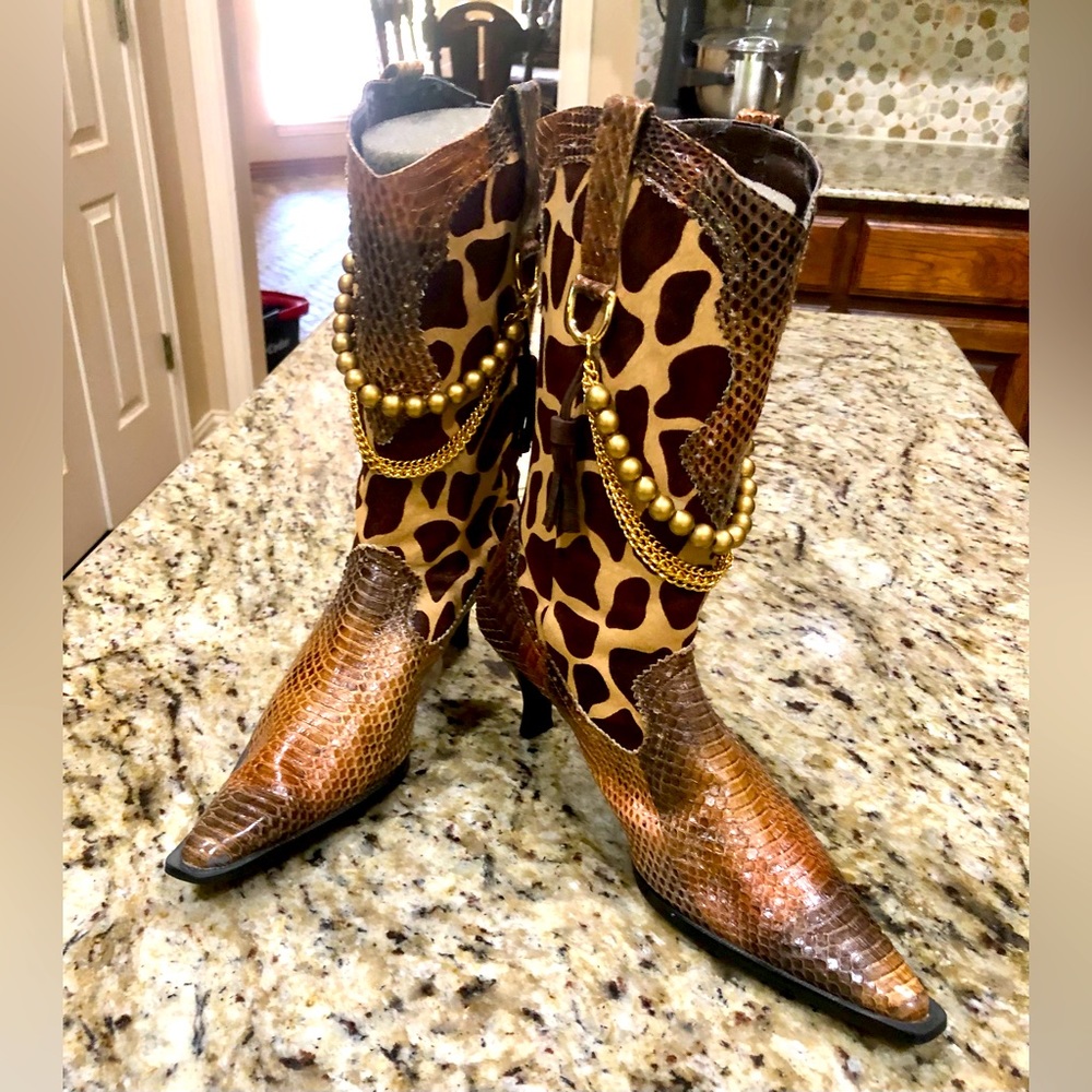 J Renee Animal Print Leather Boots